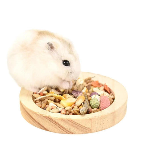 Wooden Hamster Feeding Bowl Hamster Food Bowl Small Animal Round Feeding Dish for Dwarf Syrian Hamsters Gerbils Mice - Ammpoure Wellbeing 🇬🇧