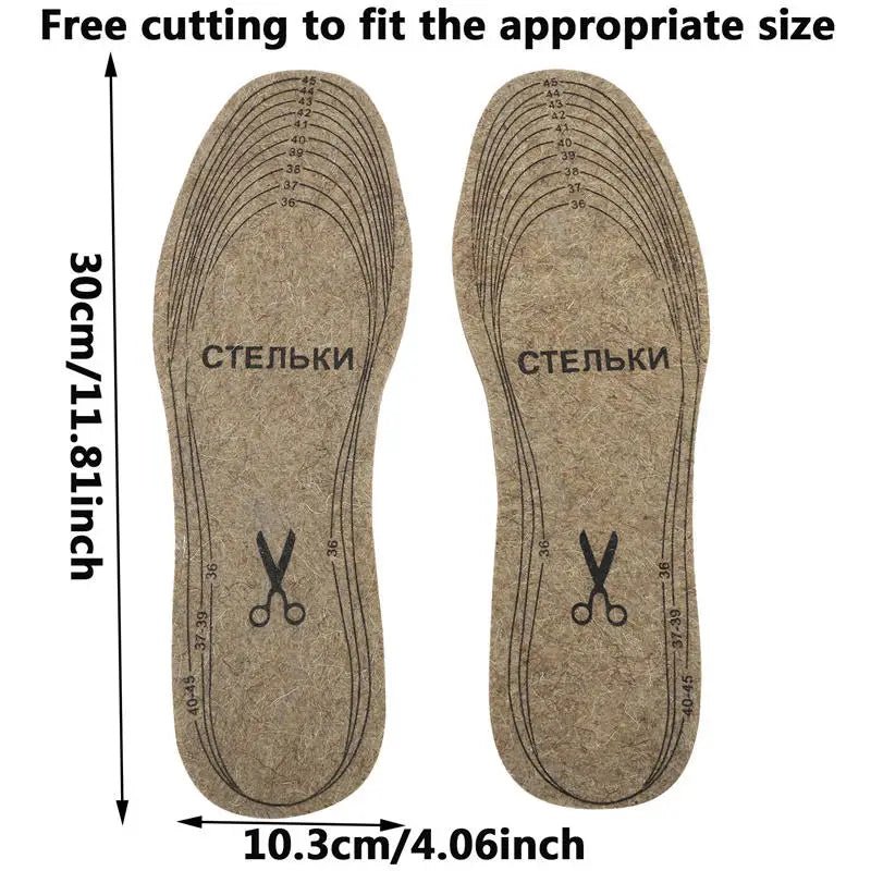 Wool Felt Insoles For Shoes Men Women Warm Shock - absorbing Insoles Shoes Pad Inlegzolen Heren Plantillas Adhesivas Para Zapatos - Ammpoure
