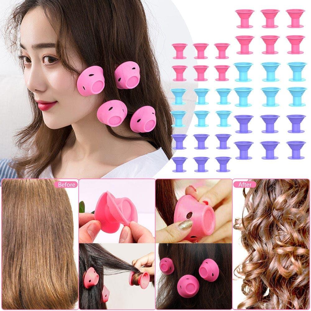 10/20pcs Soft Rubber Silicone Heatless Hair Curler Twist Hair Rollers - Ammpoure Wellbeing 🇬🇧
