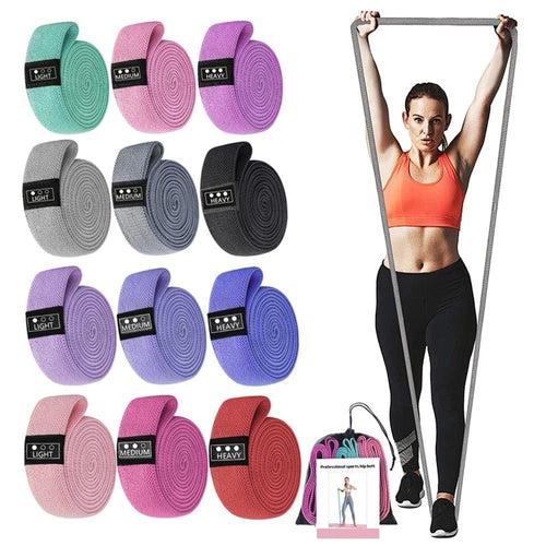 105lb Long Resistance Loop Band Set Unisex Fitness Yoga Elastic Bands Hip Circle Thigh Squat Band Workout Gym Equipment for Home - Ammpoure Wellbeing 🇬🇧