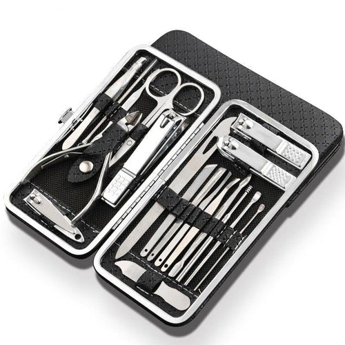 19 in 1 Stainless Steel Manicure set Professional Nail clipper Kit of Pedicure Tools Ingrown ToeNail Trimmer - Ammpoure Wellbeing 🇬🇧
