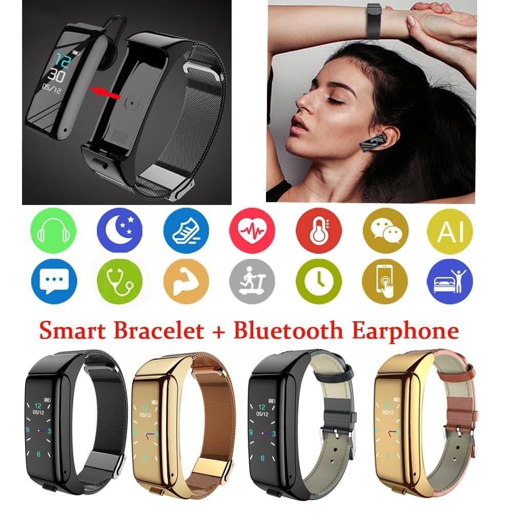 2-in-1 Smart Watch-Bluetooth Earphone with Heart Rate Monitor - Ammpoure London