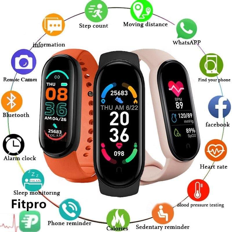 2021 New M6 Smart Watch Men Women Fitness Sports Smart Band Fitpro Version Bluetooth Music Heart Rate Take Pictures Smartwatch - Ammpoure Wellbeing 🇬🇧