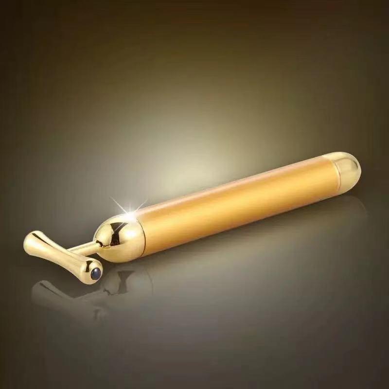 24k Gold Face Lift Bar Roller Vibration Slimming Massager Facial Stick Facial Beauty Skin Care T Shaped Vibrating Tool - Ammpoure Wellbeing 🇬🇧