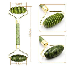 Load image into Gallery viewer, 2pcs Jade Roller for Facial Massage with Gua Sha Scraping Tool.Jade Stone Massager Kit. Skin Care and Relaxation - Ammpoure London
