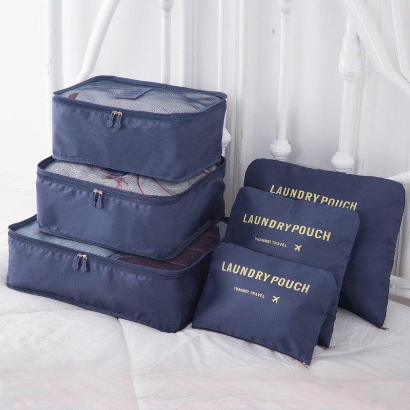 6 PCS Travel Storage Bag Set for Clothes Tidy Organizer Wardrobe Suitcase Pouch Travel Organizer Bag Case Shoes Packing Cube Bag - Ammpoure Wellbeing 🇬🇧