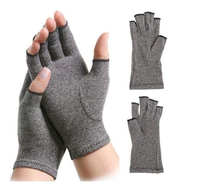 Compression Arthritis Gloves, Cotton Wrist Support, Pain Relief Brace with Gripper - Ammpoure London