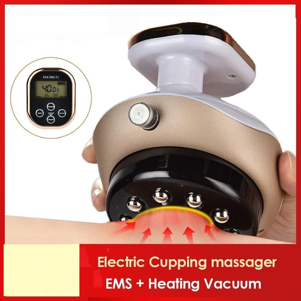 Electric Cupping massage LCD Display Guasha Scraping EMS Body massager Vacuum Cans Suction Cup IR Heating Fat Burner Slimming - Ammpoure Wellbeing 🇬🇧