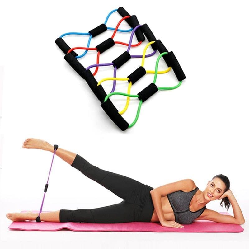 Fitness Rope Resistance Bands 8 Word Rubber Bands for Fitness Elastic Band Fitness Equipment Expander Workout Yoga Training - Ammpoure Wellbeing 🇬🇧