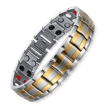 Load image into Gallery viewer, Gold Plated Blood Pressure Magnetic Titanium Bio Energy Bracelet For Men Women - Ammpoure Wellbeing 🇬🇧
