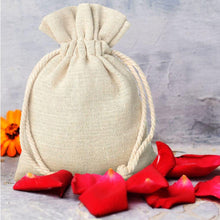 Load image into Gallery viewer, Natural Jute Drawstring Pouch Bag (5 Pieces) - Ammpoure London
