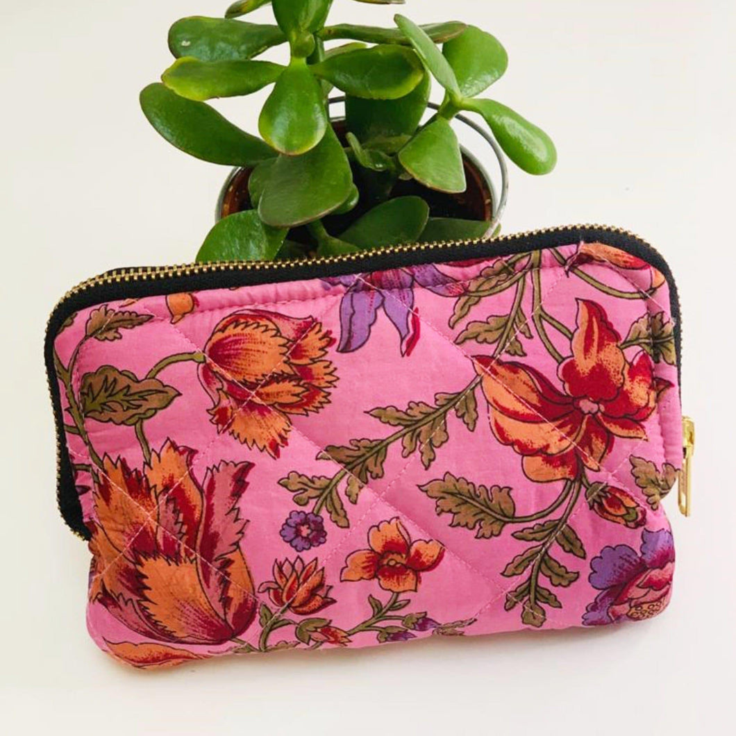 Premium Recycled Silk Make-up Bag (One-Off Print) - Ammpoure London