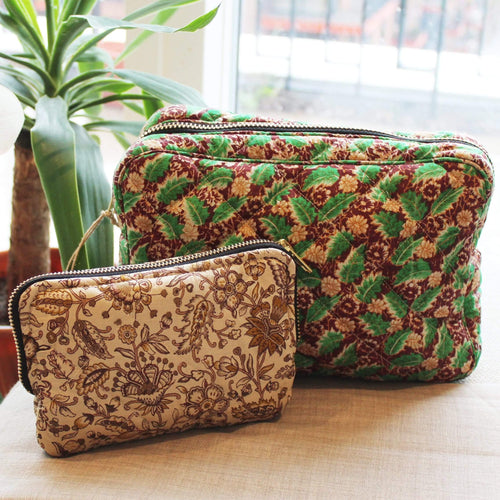 Premium Recycled Silk Make-up Bag + Recycled Silk WashBag (One-Off Print) - Ammpoure London