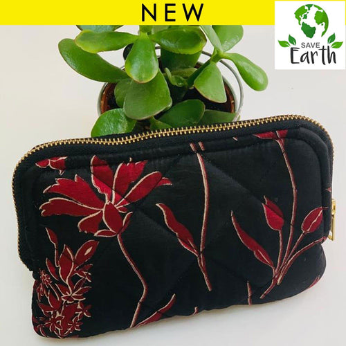 Recycled Silk Cosmetic Bag (One-Off Print) - Ammpoure London