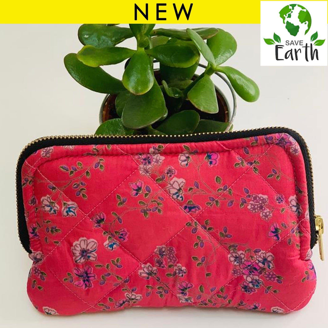 Recycled Silk Cosmetic Bag (One-Off Print) - Ammpoure London