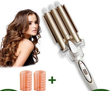 Load image into Gallery viewer, Triple barrel curling iron wave hair curlers - Ammpoure London
