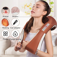 Load image into Gallery viewer, U Shape Electrical Shiatsu Body Shoulder Neck Massager Back Infrared 4D Kneading Massage Shawl Car Home Best Gift HealthCare - Ammpoure Wellbeing 🇬🇧

