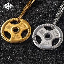 Load image into Gallery viewer, Weight Plate Barbell Dumbbell Pendant Weightlifting Bodybuilding Fitness Crossfit Gym Exercise Necklace mygrillz - Ammpoure Wellbeing 🇬🇧
