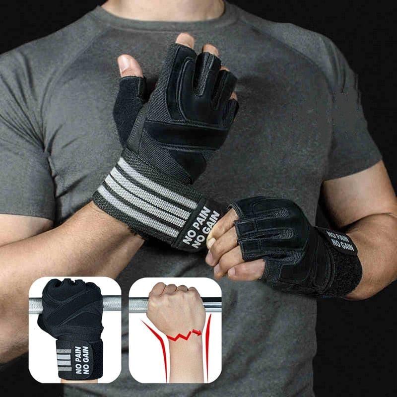 Weightlifting Gloves with Wrist Support for Heavy Exercise Body Building Gym Training Fitness Handschuhe Workout Crossfit Gloves - Ammpoure Wellbeing 🇬🇧